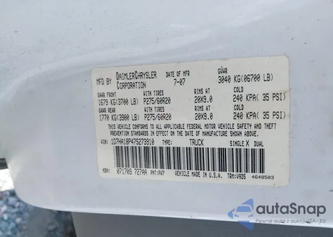 2007 Dodge Ram 1500 Slt из США, поврежденный, VIN 1D7HA18P47S273910